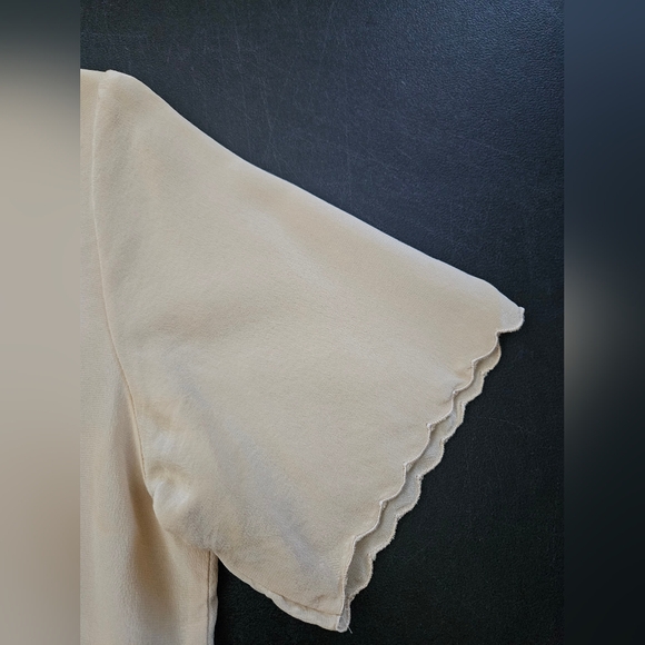 Vintage - Rare Silk "Miriam Soltes for Nathan One" Tan Sheer Blouse - Size S - Picture 5 of 10